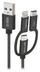 SBS čierna / Kábel 3v1 USB-A na Lightning USB-C Micro-USB / 1,2 m (TECABLEUSBIP531BW)