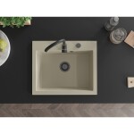 MEXEN/S MEXEN/S - Elix granitový drez 1-miska 600 x 500 mm, béžový, sifón czarn 6525601005-69-B