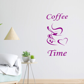 Veselá Stena Samolepka Coffee time Farba: fialová, Veľkosť: 80 x 40 cm