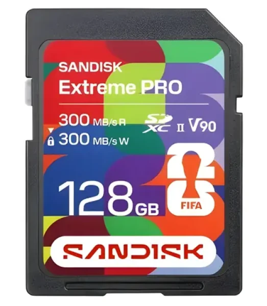SanDisk Extreme PRO SDXC 128GB FIFA WORLD Cup 2026 / Pamäťová karta / UHS-II V90 / čítanie: 300 MB / s / vhodné pre 8K (SDSDXDM-128G-GN4IH)