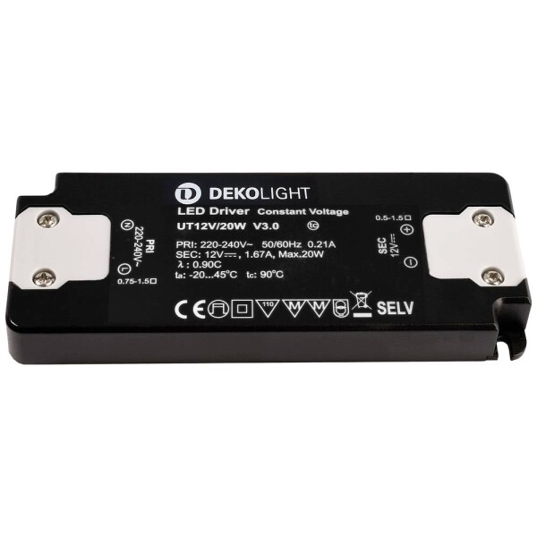 Deko Light FLAT, CV, UT12V/20W LED driver 20 W 0 - 1670 mA 12 V; 862232