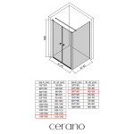 CERANO - Sprchovací kút Antelo L - Ľ/P - 6 mm - čierna matná, transparentné sklo - 116x50 - otočný CER-666322