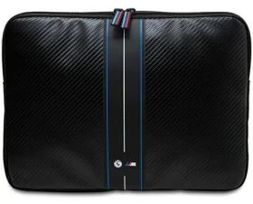 BMW Carbon Blue Stripe 14" čierna / Puzdro pre notebook / Karbónový vzor / Modrý pruh (BMCS14COMSCAKL)