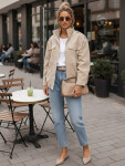 Dámska semišová bunda bomber béžová FashionStreet TY5653 XXL