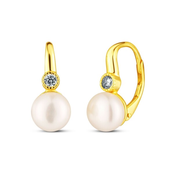 JwL Luxury Pearls Slušivé pozlátené náušnice s perlami a zirkónmi JL0851