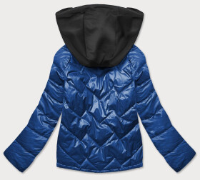 Modro/černá dámská bunda s kapucí (BH2003BIG) Barva: odcienie niebieskiego, Velikost: 46