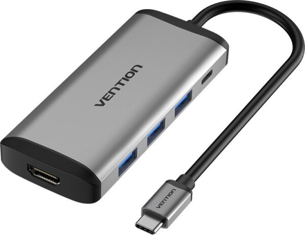 Vention Vention docking station 5in1: USB-C to HDMI/USB3.0 x 3/PD converter 0.15m Pilkas metal type