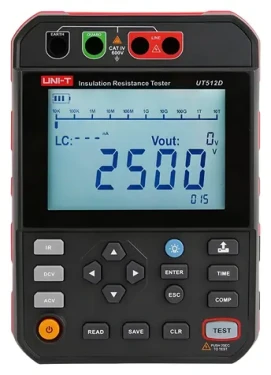 UNI-T UT512D / Merač izolačného odporu / skúšobné napätie do 2500 V / CAT IV 600V / USB (UT512D)