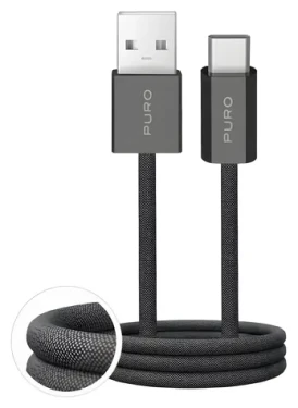 Puro Fabrik 2.0 tmavo zelená / Dátový kábel USB-A - USB-C / opletený / 10 W / 1,5 m