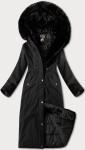 Čierna dlhá hrubšia zimná bunda s kapucňou Libland (7614) odstíny černé M (38)