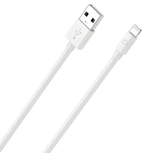 RealPower Lightning kábel biela / Dátový a nabíjací kábel / USB-A na Lightning / 2 m / MFI certifikácia (385240)