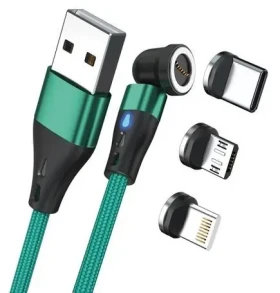 RealPower Magnetic 3A zelená / Magnetický nabíjací kábel / USB-A / 2 m / 6 adaptérov (439645)