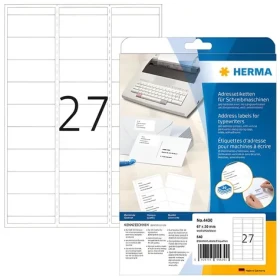Herma Adresné etikety 67x30 mm biele / Etikety / papier matný / 540 ks / 20 listov (4430)