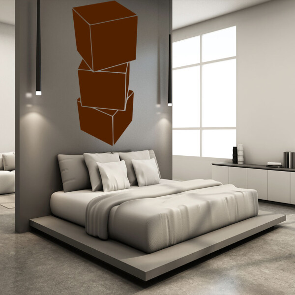 Veselá Stena Samolepka Kocky 3D Farba: hnědá, Veľkosť: 80 x 36 cm
