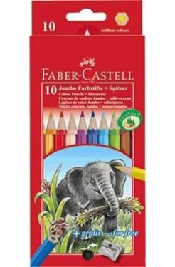 Faber-Castell Jumbo - Pastelky šesťhranné - 10 ks + strúhadlo / rozmývateľné (111210)