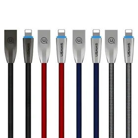 USAMS SJ182 U-Light sivá / Dátový kábel / Lightning / Opletený / 1,2 m / 2A (IPZSUSB01)