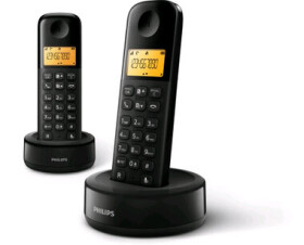 Philips D1602D/53 čierna / Bezdrôtový telefón / 1.6 grafický displej / doba hovoru 10 hodín (D1602D/53)