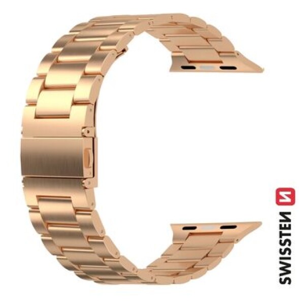 Swissten Kovový remienok pre Apple Watch 38/40/41mm ružovo zlatá (46000303)