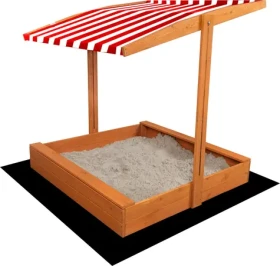 Sand Tropic Drevené pieskovisko so strieškou 120x120cm (impregnované) červeno-biela