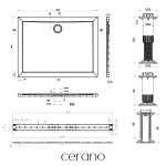 CERANO - Sprchová vanička obdĺžniková Brio - SMC/minerálny kompozit - štruktúrovaná biela - 120x90x4 + 2x čelný panel + nožičky CER-288728