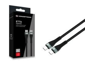 Conceptronic USB-C - USB-C nabíjací a dátový kábel čierna / Kábel / USB 2.0 / PD 100 W / 480 Mbit/s / 1,2 m (ETTA01B12)