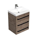 Kúpeľňová skrinka s čiernou úchytkou a umývadlom SAT Cube Way 60x71x46 cm dub Wellington mat CUBE46C603DWVER CUBE46C603DWVER