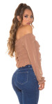 Sexy ruffled Cropped Carmen Top brown M/L