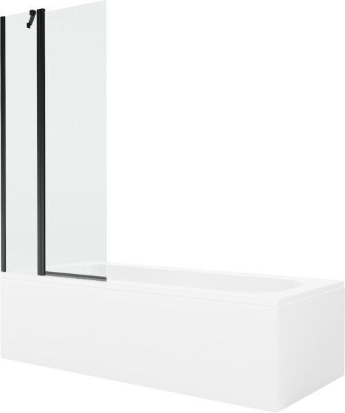 MEXEN/S - Vega obdĺžniková vaňa 180 x 80 cm s panelom + vaňová zástena 80, transparent, čierna 550118080X9408117000