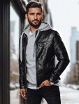 Pánska kožená bunda čierna FashionStreet TX4330 M