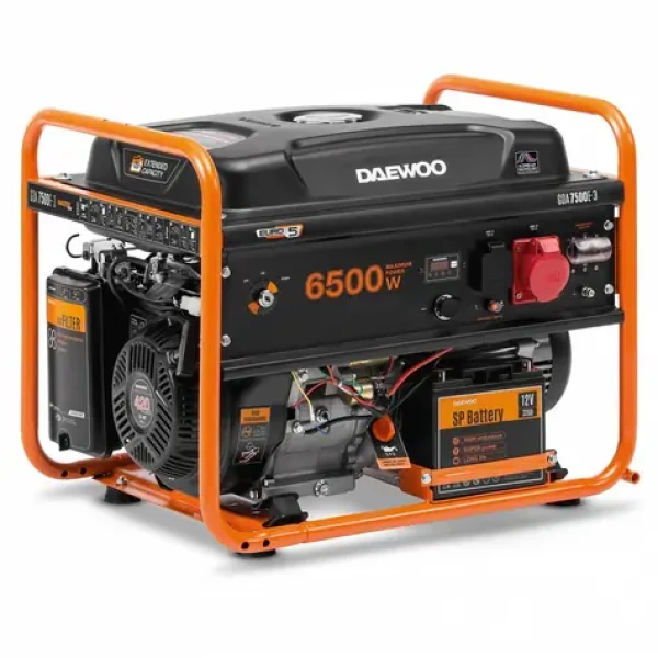 Daewoo GDA7500E-3 Benzínová elektrocentrála / 6.5 kW / 1x 230 V / 1x 400 V / 70 L (GDA7500E-3)