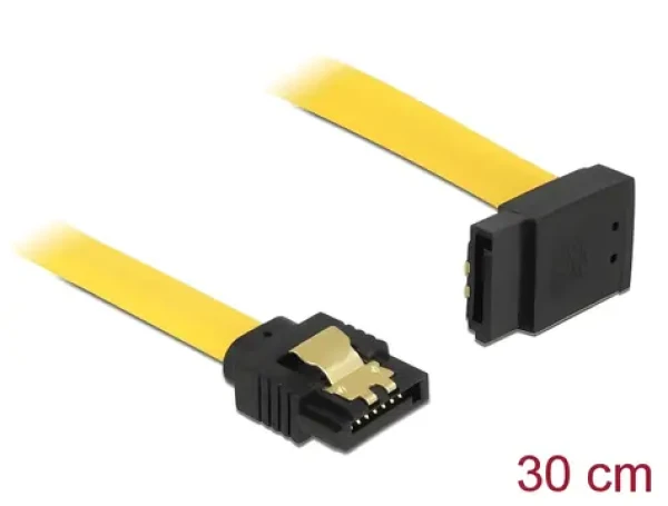 DeLock SATA 6 Gb/s žltá / Kábel SATA / rovný - lomený hore / 30 cm (82804)