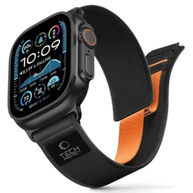 Tech-Protect Nylon Elite čierna/oranžová / Remienok pre Apple Watch / nylonový / 44/45/46/49 mm