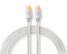 Nedis USB-C - USB-C / Kábel / USB 3.2 Gen 1 / 60 W / 4K 60Hz / 5 Gbps / 2 m / Opletený (CCTB64700AL20)