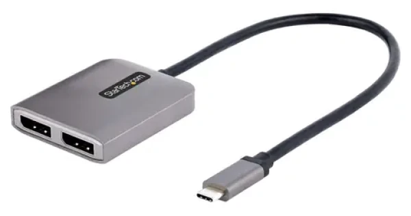 StarTech USB-C MST húb sivá / Rozbočovač / 2× DisplayPort / 4K 60Hz / Windows (MST14CD122DP)