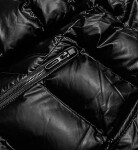 Čierno-červená dámska prešívaná bunda s kapucňou (xw817x) odstíny černé S (36)