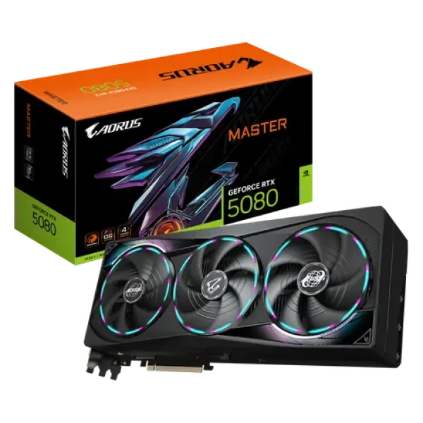 GIGABYTE AORUS GeForce RTX 5080 MASTER 16GB / 2805MHz / 16GB GDDR7 / 256-bit / 1x HDMI + 3x DP / 850W (16) (GV-N5080AORUS M-16GD)