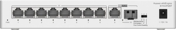 Huawei S110-8T2ST 8x10/100/1000BASE-T ports 1xGE SFP port 1x10/100/1000BASE-T port with 7xAC power adapter fanless