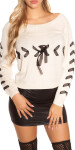 Trendy KouCla knit sweater with lacing Einheitsgroesse