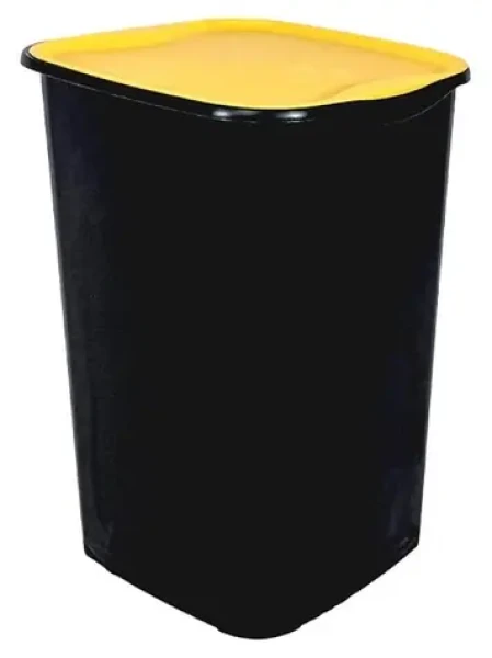 Belli e Forti odpadkový kôš RECYCLING čierny, žlté veko / Odpadkový kôš na triedený odpad / 50 l / triedenie plastov