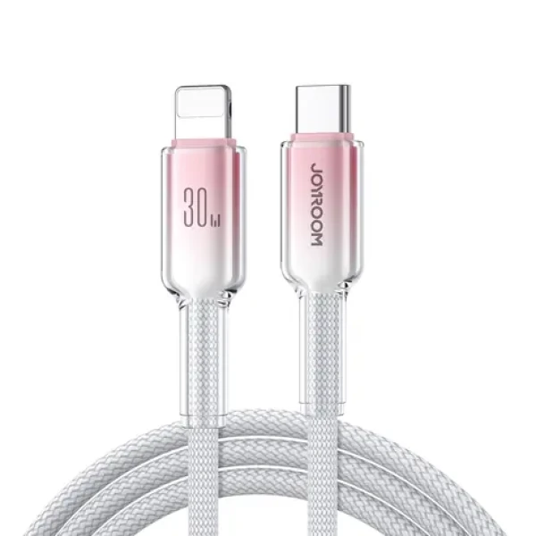 Joyroom S-A42 Crystal-Clear Series Nabíjací kábel USB-C (M) - Lightning (M) 30W 1.2m biela (6956116728120)