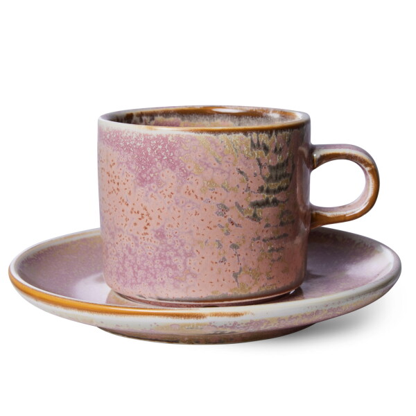 HK living Šálka s podšálkou Rustic Pink 220 ml