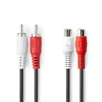 Nedis Stereo Audio kábel 2x RCA (M) - 2x RCA (F) 10.0 m čierna (CAGL24205BK100)
