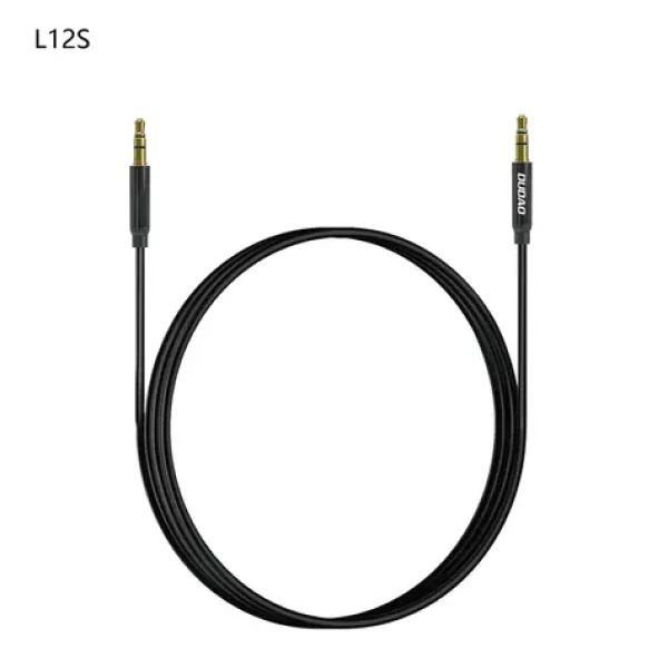 Dudao L12S AUX audio kábel / mini jack 3,5 mm / 1m / 3 pólový stereo / čierna (199972)