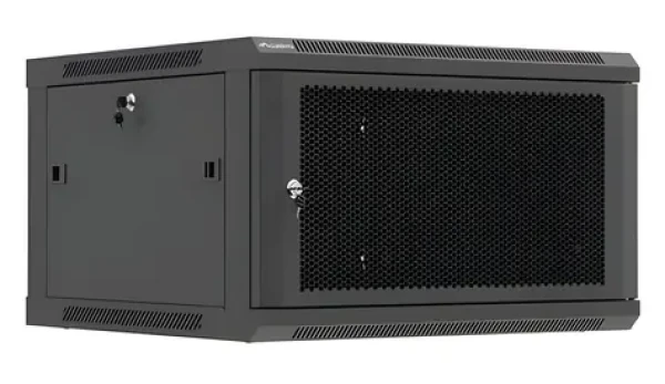 Lanberg nástenný rozvádzač 19" 6U 600×600 čierna / Nástenný rozvádzač / Perforované dvere / Flat pack (WF01-6606-23B)