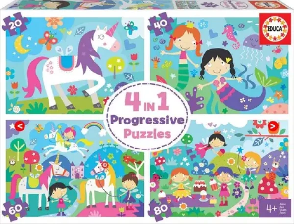 Educa Puzzle Kúzelní priatelia 4v1