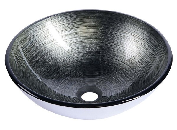 SAPHO - DAMAR sklenené umývadlo na dosku priemer 42cm, tmavo sivá/strieborná 2501-20