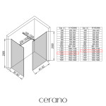 CERANO - Sprchová zástena Walk-in Onyx TL/P - 8 mm - hranatá vzpera - čierna matná, bronzové sklo - 130x120x200 CER-686815