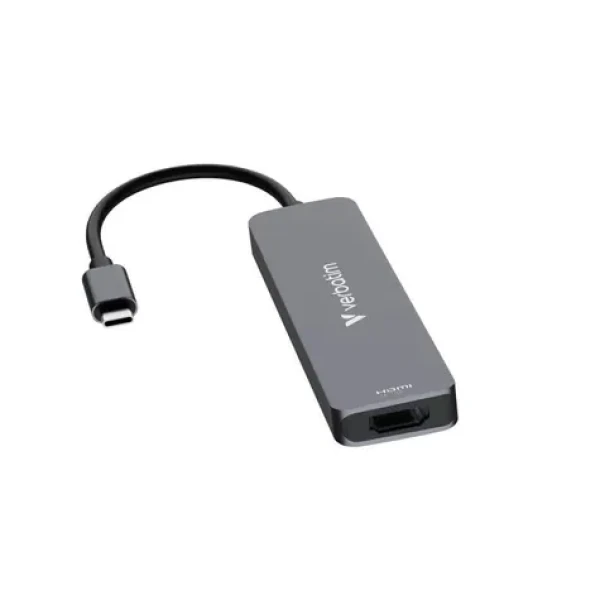 Verbatim USB-C Essentials Multiport Hub 6 Port sivá / USB-C hub / HDMI 4K/30Hz / USB-A 3.2 Gen 1 / SD+microSD / PD 100W (32156)
