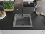 MEXEN/S MEXEN/S - Vito Vito granitový drez 1-miska 520x490 mm, sivá,+ čierny sifón 6503521000-71-B