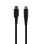 FIXED Liquid silicone Nabíjací a dátový kábel s konektormi USB-C/Lightning a podporou PD 1.2m čierna / MFI (FIXDLS-CL12-BK)